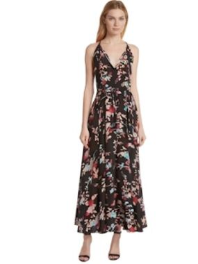Diane Von Furstenberg Walden Black Silk Print Maxi Dress Size 4 New With Tag!